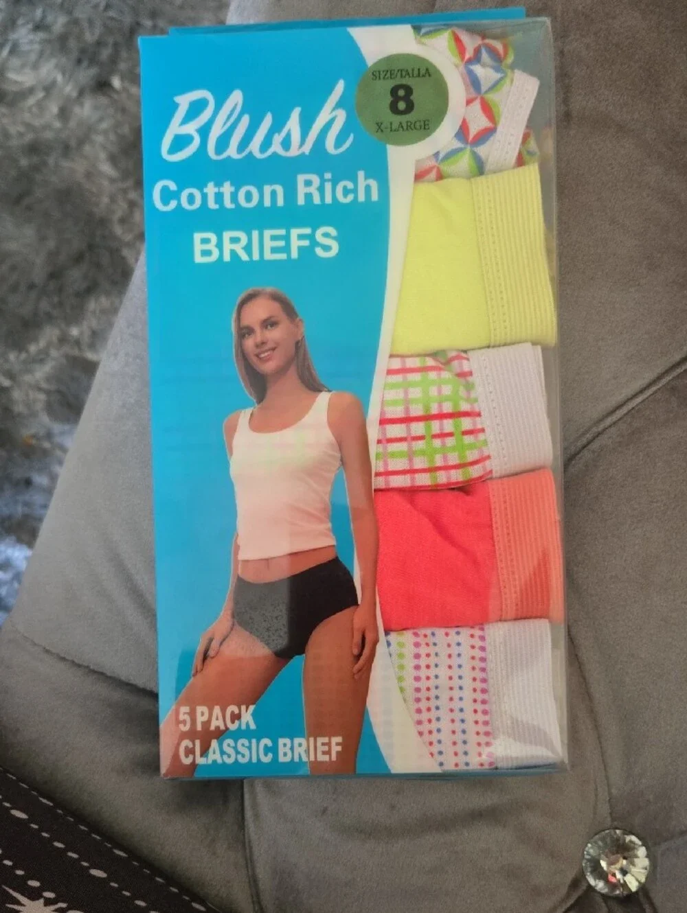 Blush 5-Pack Women's Briefs - Neon Yellow, Coral, White, Multicolor Prints💚 NEW - Picture 6 of 6